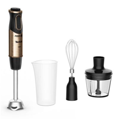 Blender vertical Tefal Quickchef Coppertinto 3 în 1 HB656G10, 1000W, tehnologie Powelix, 20 trepte viteza, picior din inox, negru & maro