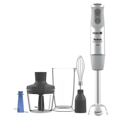 Mixer vertical Tefal Quickchef HB65KD38, 1000 W, 20 viteze, functie turbo, picior inox, Pahar gradat, tocator, tel, argintiu