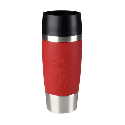 Termos Travel Mug K3084114,  înveliș exterior silicon roșu, fără BPA, 0.36 L, inox, roșu