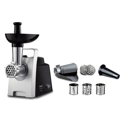 Mașină de tocat carne HV 7 în 1 NE109838, 1400 W,  2 site inox, 3 conuri feliere și radere, 2 accesorii roșii și cârnați, funcția Reverse, negru