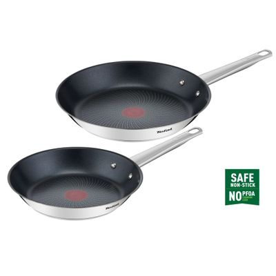 Set de 2 tigai Cook Eat de 24/28 cm B922S204, oţel inoxidabil, învelis antiaderent Titanium, tehnologie cu inducție, indicator termic Thermo-Signal™, argintiu
