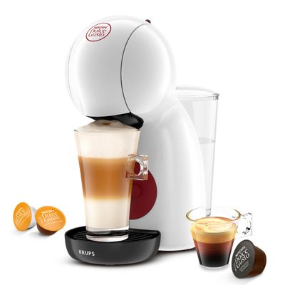 Espressor cu capsule Krups NESCAFÉ® Dolce Gusto® Piccolo XS KP1A3110, 1600W, 15 bari, capacitate rezervor 0.8 L, functie Eco, alb & rosu