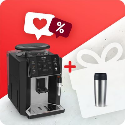 Pachet PROMO Espressor automat Krups Sensation EA910A10 & Termos Tefal Travel Mug Classic N2020110 0.36L