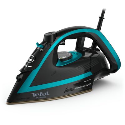 Fier de călcat cu abur Puregliss Tefal FV8066E0, 3000 W,  încălzire rapidă, 50 g/min de abur continuu, jet abur 280 g/min , Mod standby, Tehnologie patentata Micro Lime Filter, 
