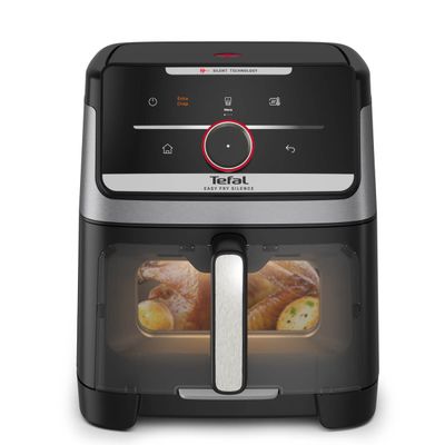 Friteuză cu aer cald Tefal Easy Fry Silence EY876DE0, 1800W, capacitate 7 L, 12 programe, oprire automată, temperatură ajustabilă, ecran LCD, tehnologie Extra-Crisp, argintiu & negru Friteuză cu aer cald Tefal Easy Fry Silence EY876DE0, 1800W, capacitate 7 L, 12 programe, oprire automată, temperatură ajustabilă, ecran LCD, tehnologie Extra-Crisp, argintiu & negru