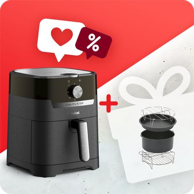 Pachet PROMO Friteuză electrică 2 în 1 cu aer cald și grătar Easy Fry & Grill EY501815 & Set 4 accesorii 17cm friteuze Basket set XL Tefal XA112010