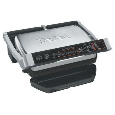Grătar electric Tefal Optigrill+ GC706D34, 2000W, 6 programe automate, funcție dezghețare, plăci detașabile antiaderente, indicator nivel de gătire, inox & negru