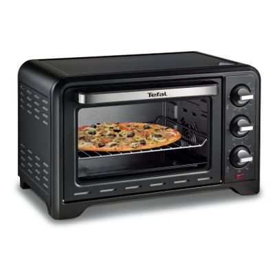 Cuptor Electric Optimo OF444834, 1380 W, tehnologie convecție, 6 programe, 240°C, temporizator,  înveliş interior antiaderent, 2 accesorii incluse, 19 L, negru