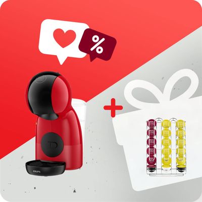 Pachet PROMO Espressor cu capsule Krups NESCAFÉ® Dolce Gusto® Piccolo XS KP1A3510 & Suport pentru capsule KRUPS Nescafe Dolce Gusto XB201000