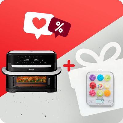 Pachet PROMO Friteuză cu aer cald Tefal Dual Easy Fry Flex EY9228E0 & Cantar de bucatarie Tefal Optiss BC50D4V0