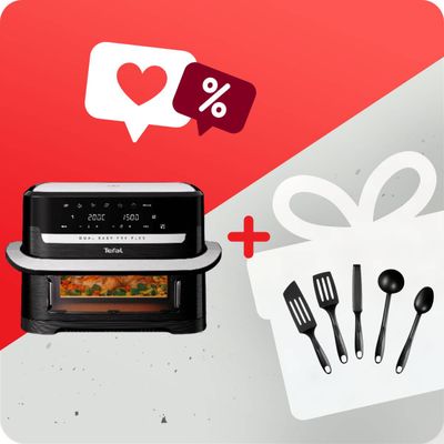 Pachet PROMO Friteuză cu aer cald Tefal Dual Easy Fry Flex EY9228E0 & Set de 5 piese Tefal Bienvenue K001A504