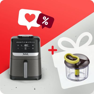 Pachet PROMO Friteuză cu aer cald Tefal Easy Fry Silence EY551HE0 & Tocător manual Tefal 5-Second K1320404