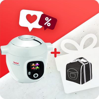 Pachet PROMO Multicooker inteligent cu gătire sub presiune Cook4Me+ CY851130 & Geanta de transport pentru multicookerele Cook4me Tefal XA607800