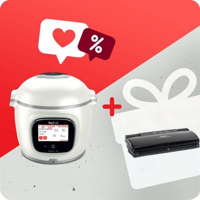 Pachet PROMO Multicooker inteligent Tefal Cook4me Touch Pro CY9441F2 & Aparat de vidat Tefal VacuPack Classic VT254070