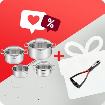 Pachet PROMO Set de 7 piese Tefal Duetto+ G719S735 & Zdrobitor pentru cartofi Tefal Ingenio K2071214