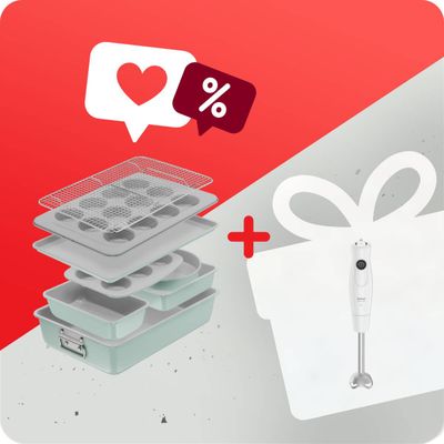 Pachet PROMO Set pentru copt Tefal Ceramik J175S804 & Blender vertical DailyMix HB533138