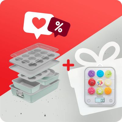 Pachet PROMO Set pentru copt Tefal Ceramik J175S804 & Cantar de bucatarie Tefal Optiss BC50D4V0