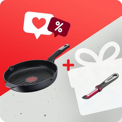 Pachet PROMO Tigaie grill Tefal Unlimited E2294074 & Dispozitiv pentru decojire Ingenio K2071014