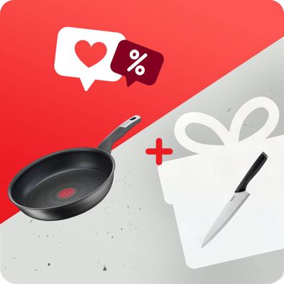 Pachet PROMO Tigaie Tefal Unlimited G2550672 & Cuțitul bucătarului Tefal Comfort K2213244