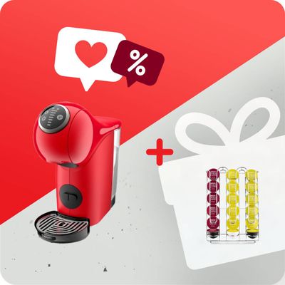 Pachet PROMO Espressor cu capsule Krups NESCAFÉ® Dolce Gusto® Genio S Plus KP340510 & Suport pentru capsule KRUPS Nescafe Dolce Gusto XB201000