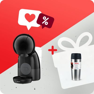 Pachet PROMO Espressor cu capsule Krups NESCAFÉ® Dolce Gusto® Piccolo XS KP1A3B10 & Termos Tefal Travel Mug Classic N2020110