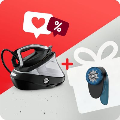 Pachet PROMO Stație de călcat de înaltă presiune Pro Express Vision Tefal GV9821E0 & Aparat pentru îndepărtarea scamelor JB1011E0