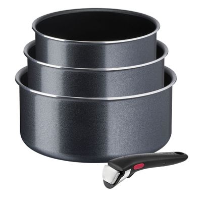 Set de 4 piese Tefal Ingenio XL Force L1589042, oală 16/18/20 cm, mâner detașabil, înveliș antiaderent, indicator Thermo-Signal