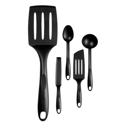 Set de 5 piese Tefal Bienvenue K001A504, rezistent la temperaturi înalte, nylon cu 15% fibră de sticlă, negru