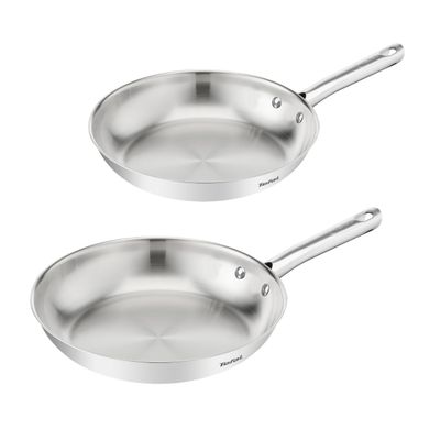Set de tigăi cu 2 piese Tefal Duetto On B866S234, 24/28 cm, oțel inoxidabil, bază Thermo-Fusion™, inducție