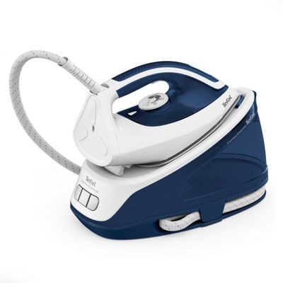 Stație de călcat cu abur TEFAL Express Essential SV6116E0, 2200W, 270g/min, 1.4l, talpa ceramica, alb-albastru