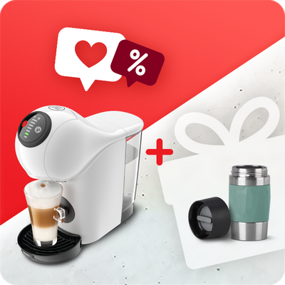 Pachet Promo Espressor cu capsule KRUPS NESCAFÉ® Dolce Gusto® Genio S KP243110 & Termos Travel Mug Compact N2160310