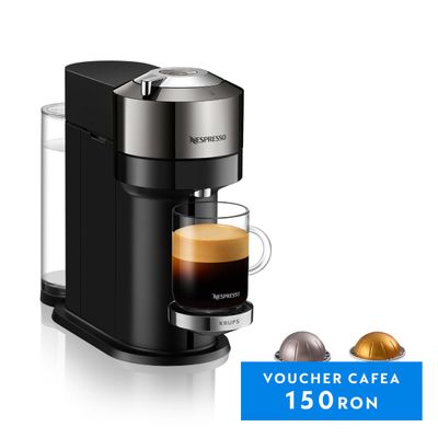 Espressor Nespresso by Krups Vertuo Next Deluxe XN910C10, 1500W, 19 Bar, rezervor apa 1.1 L, Centrifusion&trade;, Conectare la telefon, dark chrome