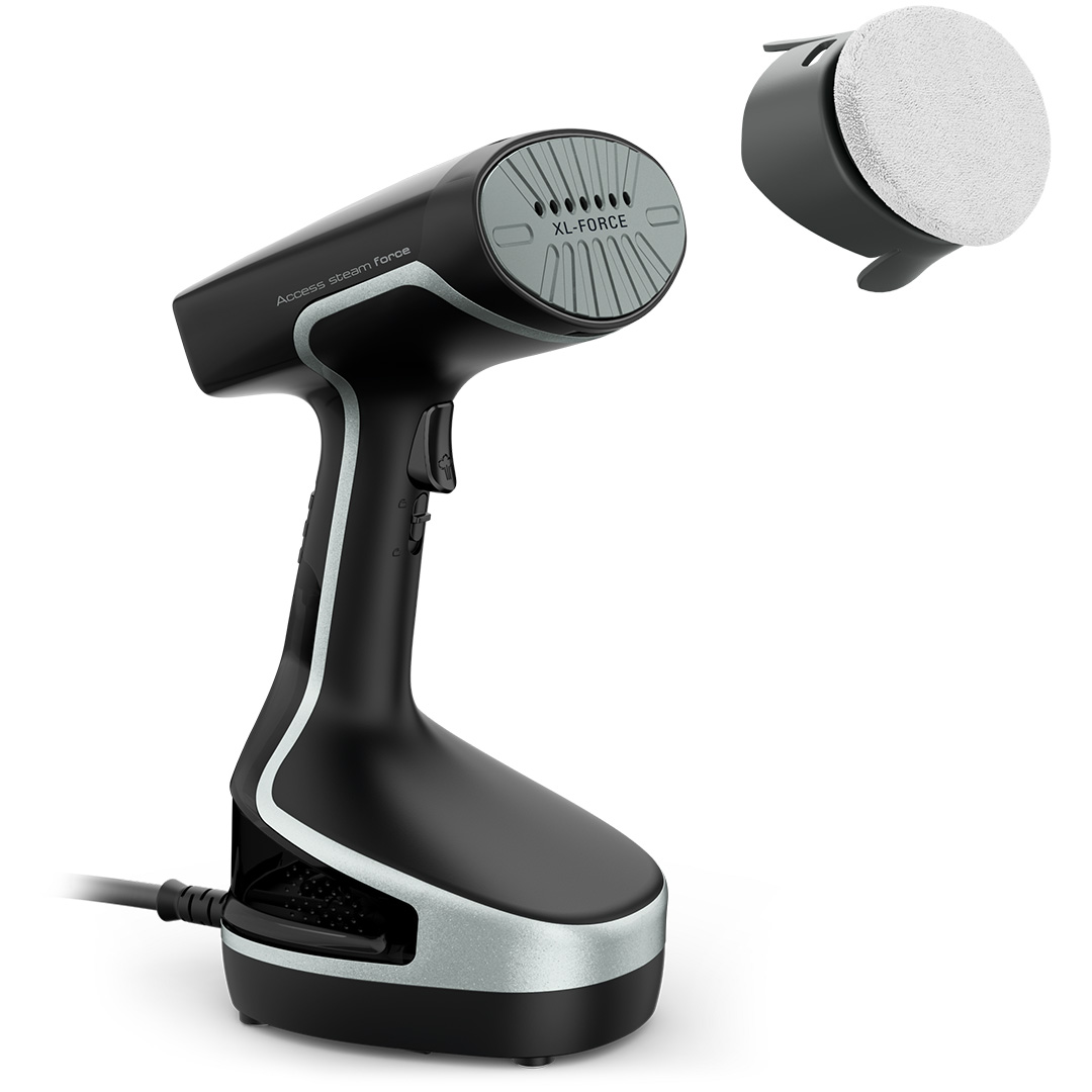 Aparat de călcat vertical cu abur Access Steam DT8230E1, 2000 W, abur 30 g/min, jet de abur 90 g/min, rezervor detașabil 0.19 L, perie microfibră, neg