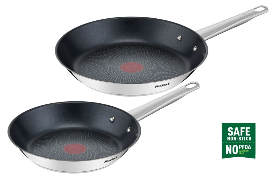 Set de 2 tigai Cook Eat de 24/28 cm B922S204, oţel inoxidabil, învelis antiaderent Titanium, tehnologie cu inducție, indicator termic Thermo-Signal™,