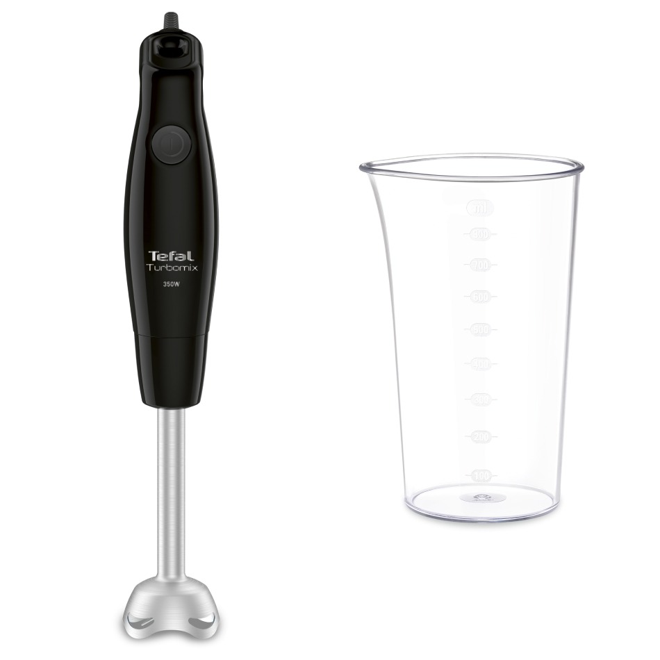 Mixer vertical Tefal Turbomix HB121838, 350W, 2 lame detașabile Zelkrom, funcții inteligente de protectie, pahar gradat 800 ml, negru