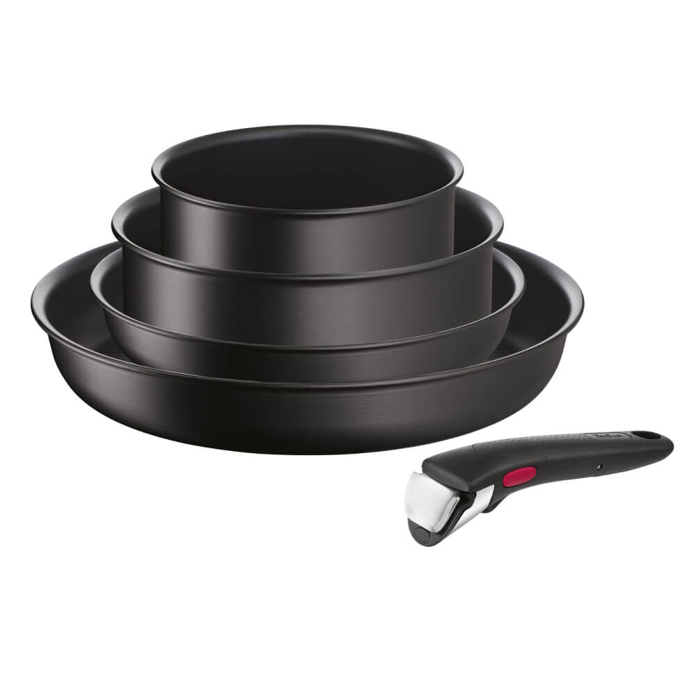 Set de 5 piese Tefal Ingenio Eco Resist L3979253, tigaie de 22/28 cm, cratiță de 16/20 cm, mâner detașabil, indicator Thermo-Signal™, înveliș antiader