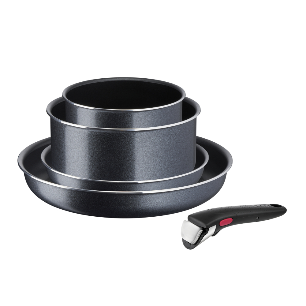 Set de 5 piese Tefal Ingenio XL Force L1589502, oală 16/20 cm, tigaie 22/28 cm, mâner detașabil, înveliș antiaderent, indicator Thermo-Signal