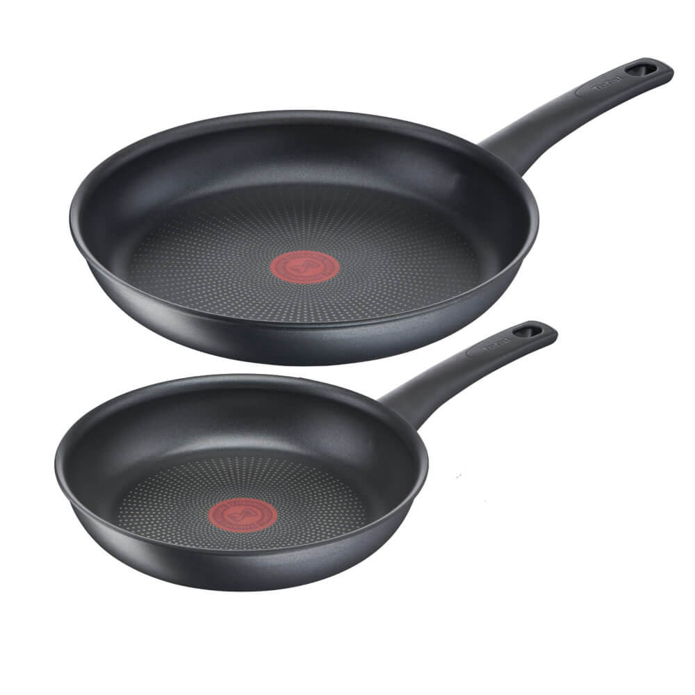Set de tigăi cu 2 piese Tefal Easy Chef G2709072, 22/28 cm, Thermo-Signal™, înveliș antiaderent, compatibilitate inducție, negru