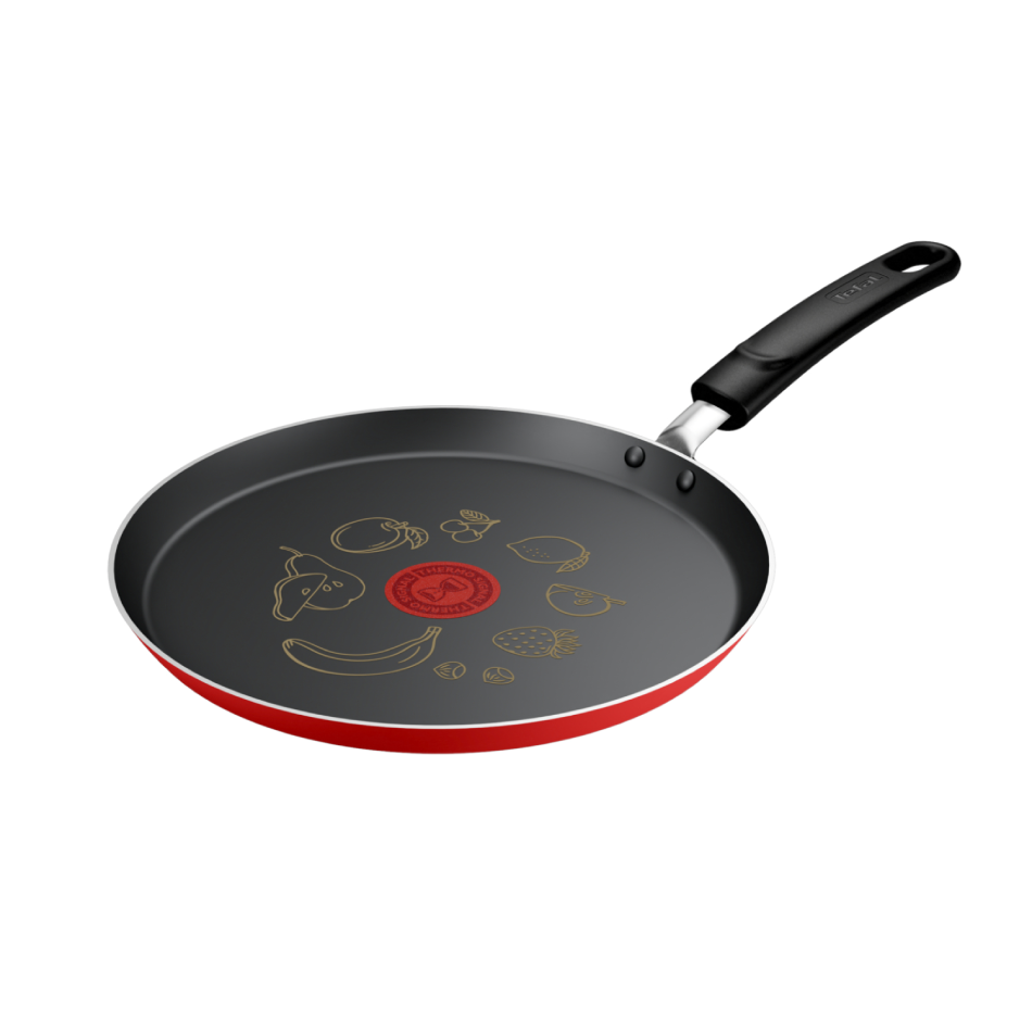 Tigaie de clătite Tefal Pancake Day B7021002, 25 cm, înveliș antiaderent, indicator Thermo-Signal, bază Difussion, roșu &amp; negru