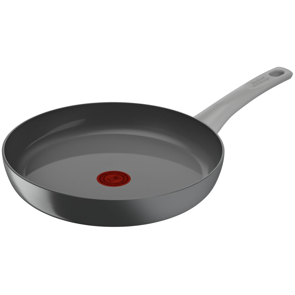 Tigaie 26 cm Tefal Renew On C4270532, 100% aluminiu reciclat, indicator Thermo-Signal, compatibil cu inductia, invelis ceramic, gri